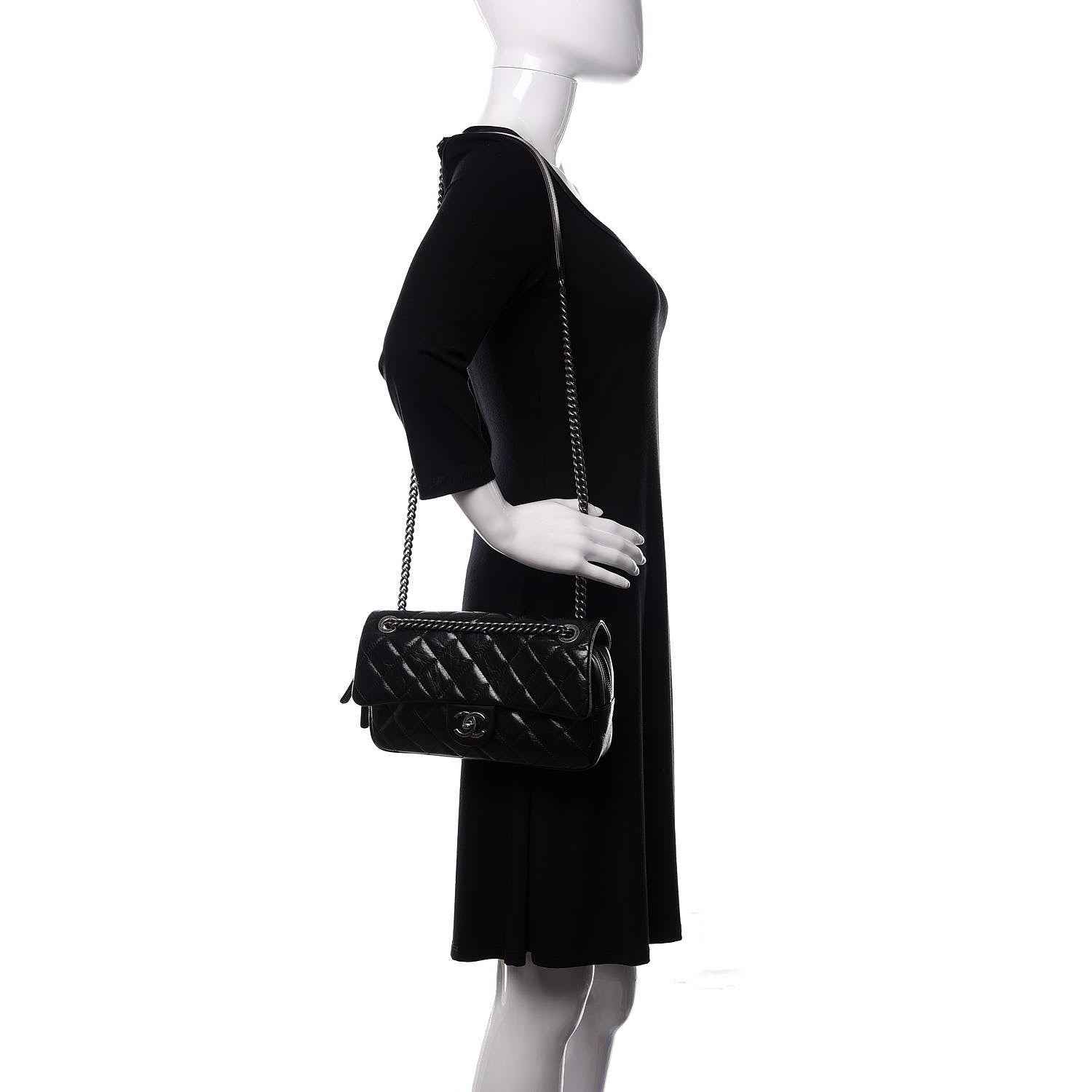 Chanel Glazed Calfskin Medium Duo Color Flap Black 2 of 11