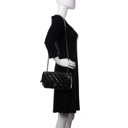 Chanel Glazed Calfskin Medium Duo Color Flap Black 2 of 11