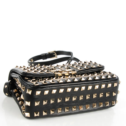 Valentino Garavani Vitello Mini Rockstud All Over Flap Saddle Crossbody Bag Black 4 of 8