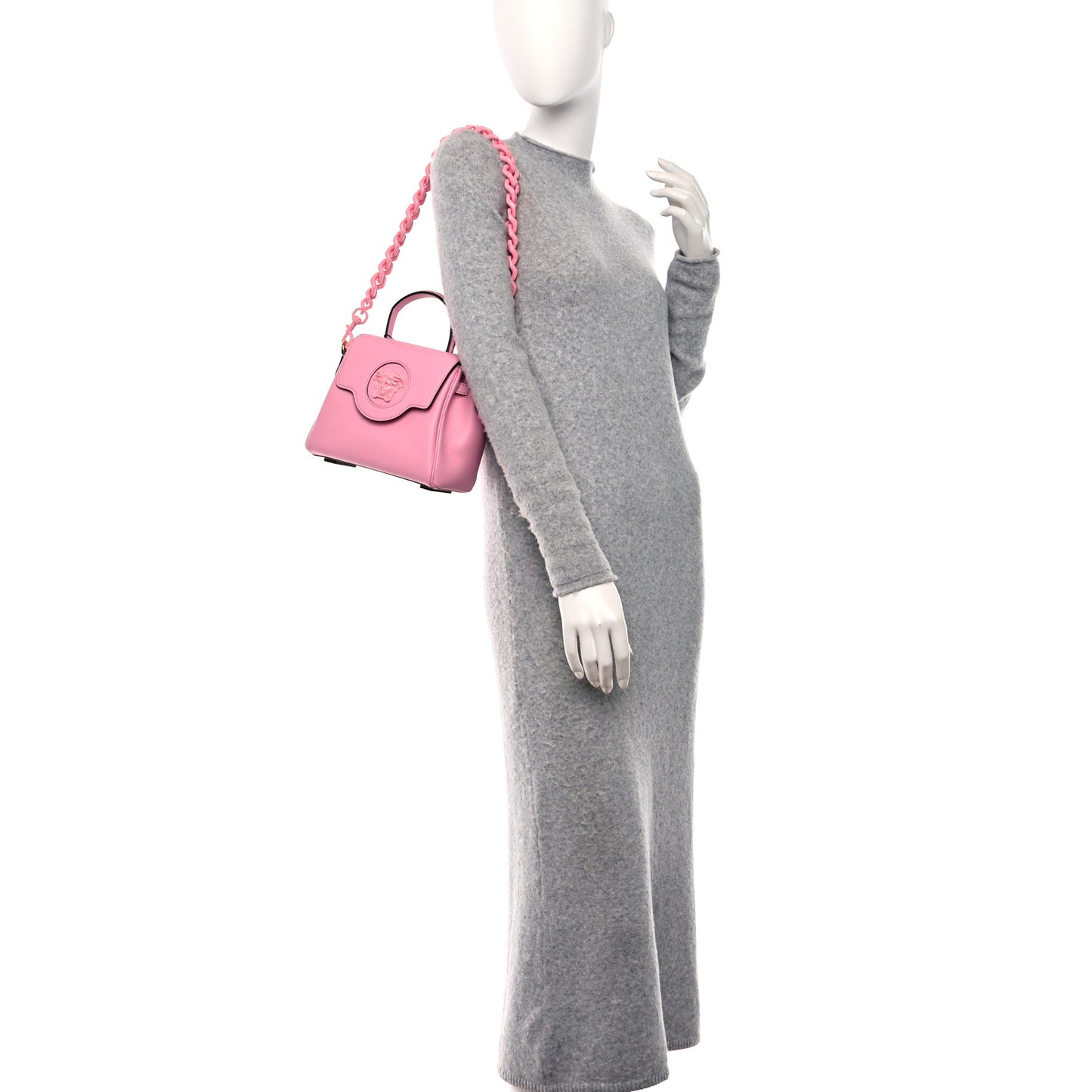 Grained Calfskin Small La Medusa Top Handle Bag Pink