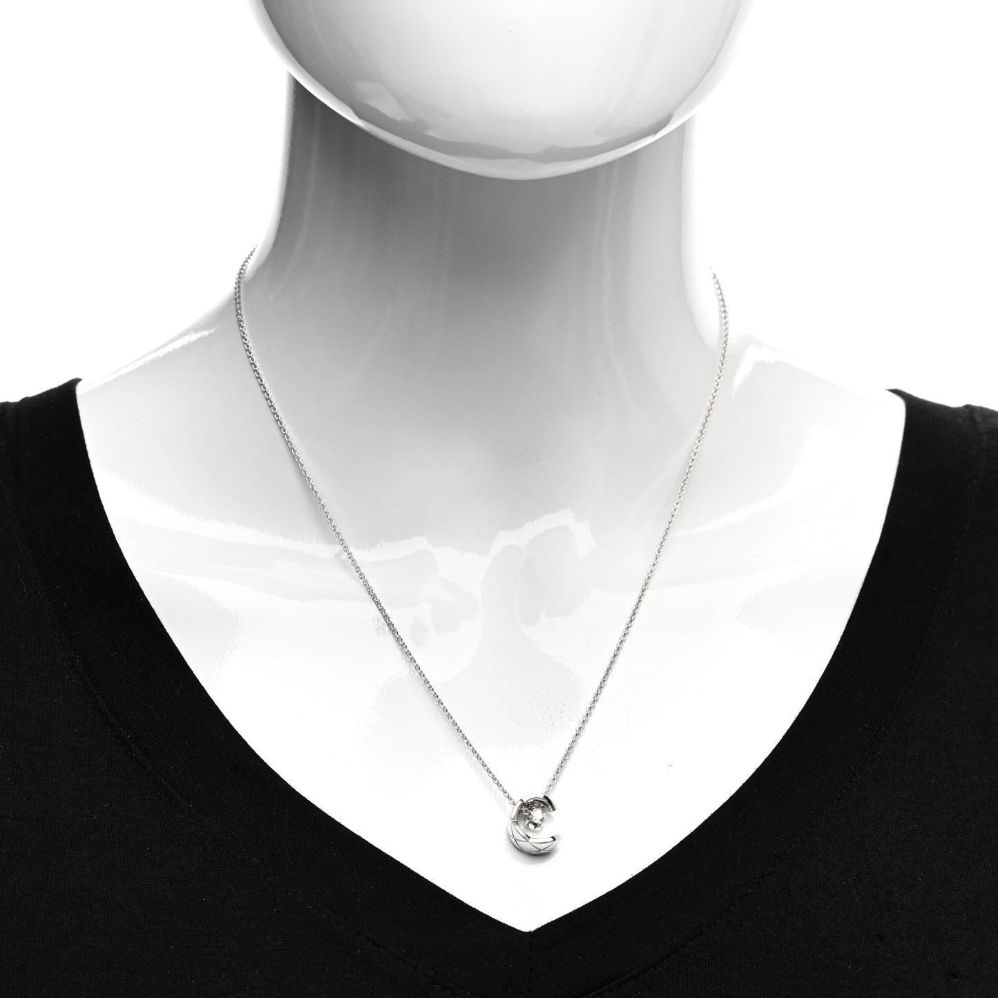 18K White Gold Diamond Coco Crush C Necklace