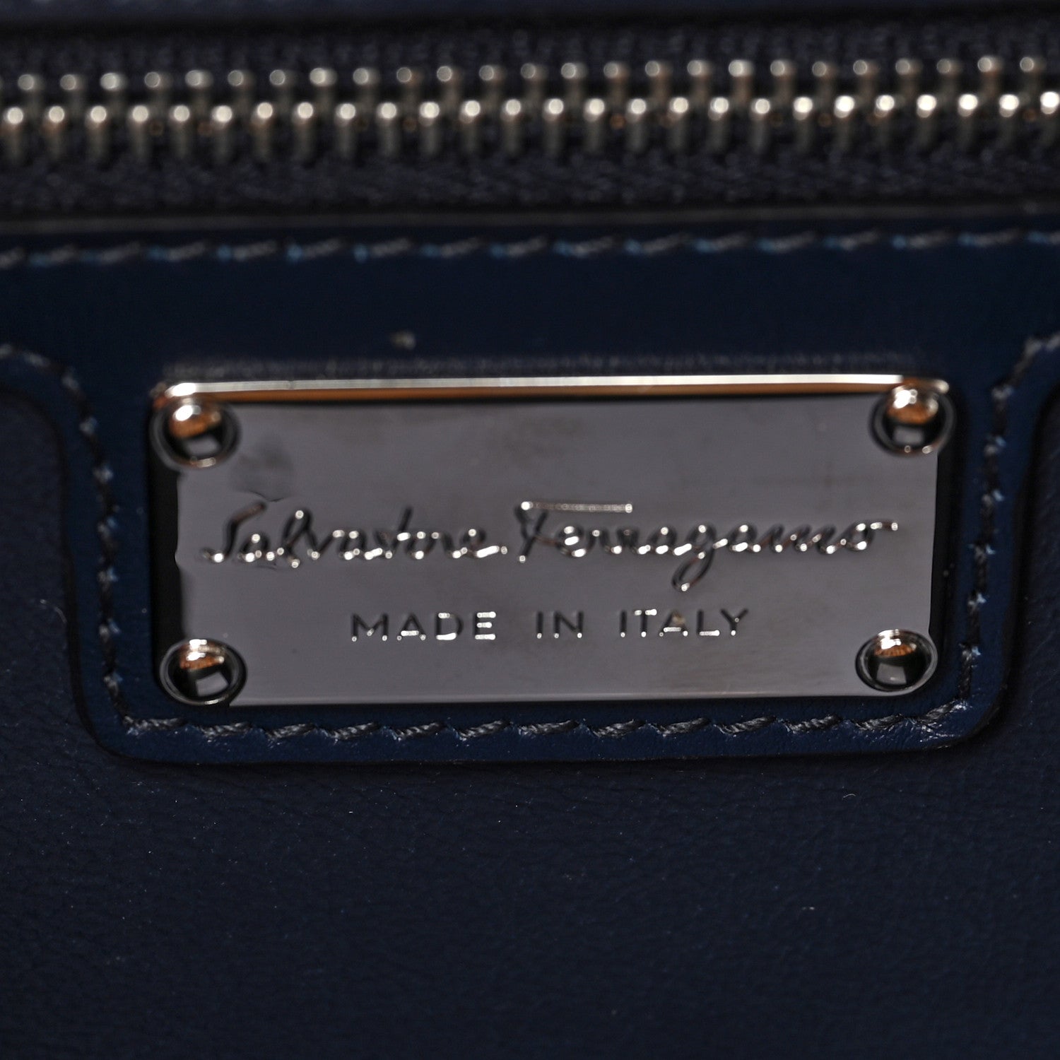 Salvatore Ferragamo Calfskin Denim Floral Embroidered Ginny Bow Crossbody Bag Oxford Blue 10 of 13