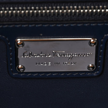 Salvatore Ferragamo Calfskin Denim Floral Embroidered Ginny Bow Crossbody Bag Oxford Blue 10 of 13