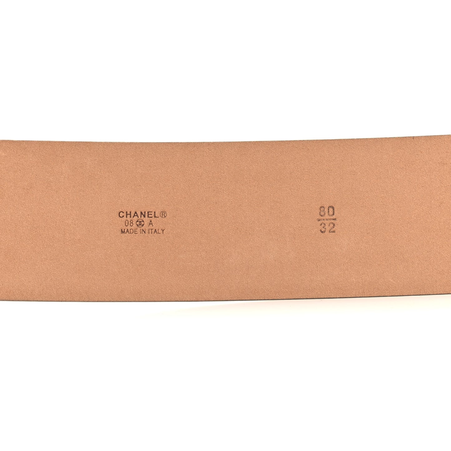 Metallic Calfskin CC Belt 80 32 Argent Fonce