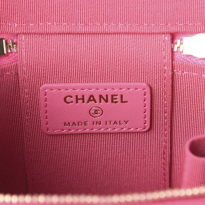 Chanel Caviar Quilted Mini Vanity Case With Chain Pink 6 of 9