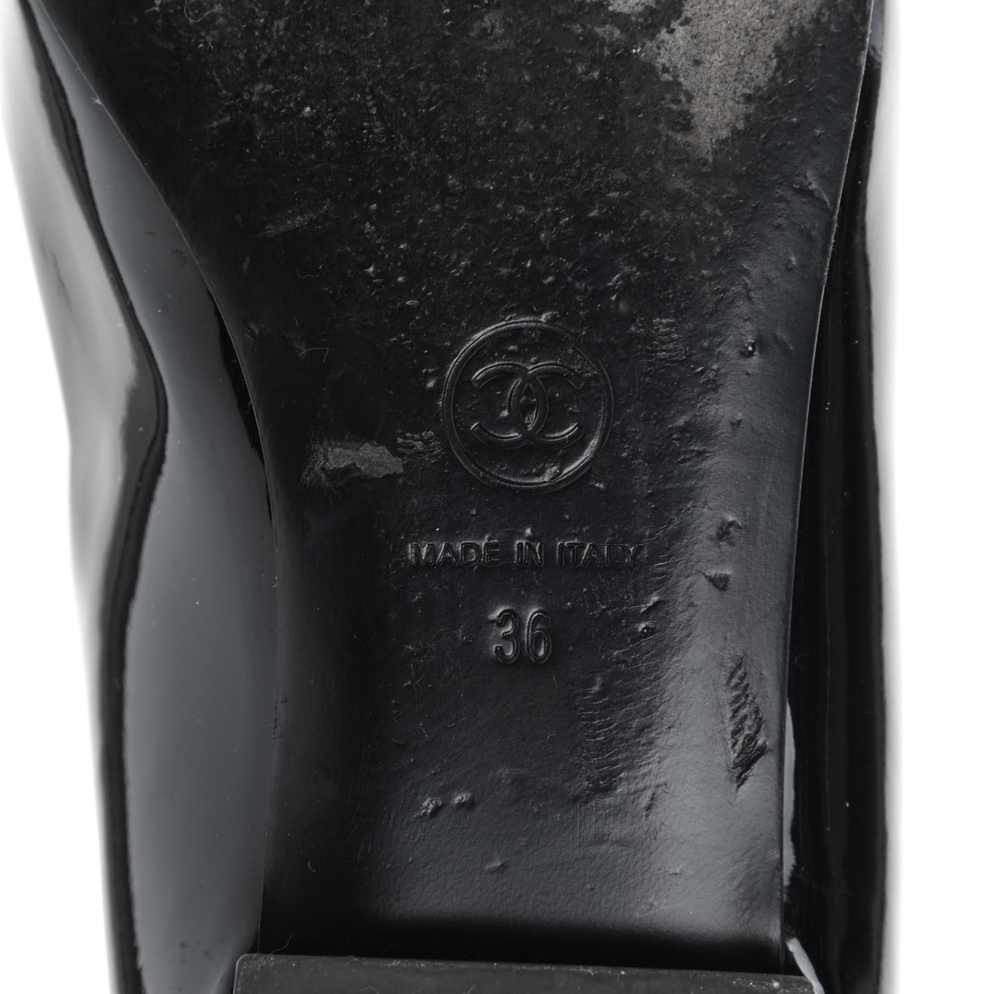 Patent Calfskin Mary Jane Ballerina Flats 36 Black