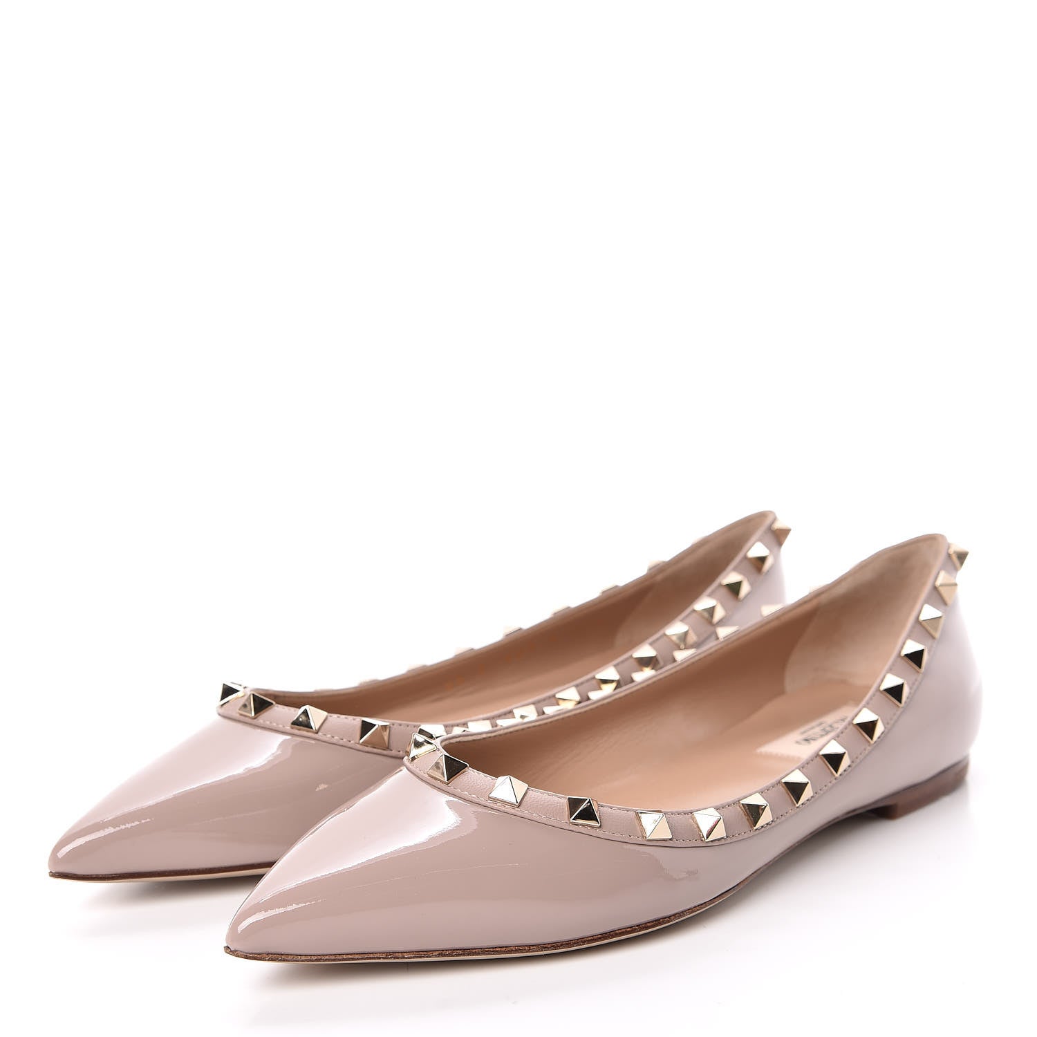 Valentino Garavani Patent Rockstud Ballerina Flats 37.5 Poudre 3 of 7