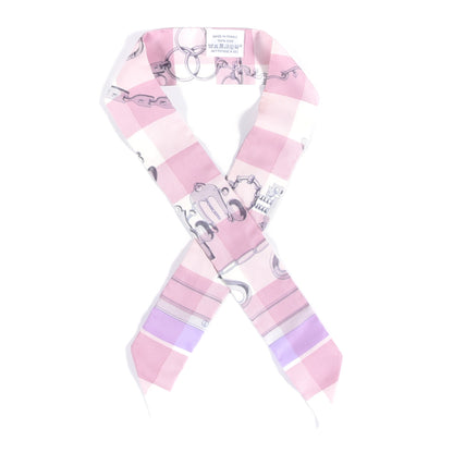 Hermes Silk Mors Et Gourmettes Vichy Twilly Parme Mauve White 1 of 3