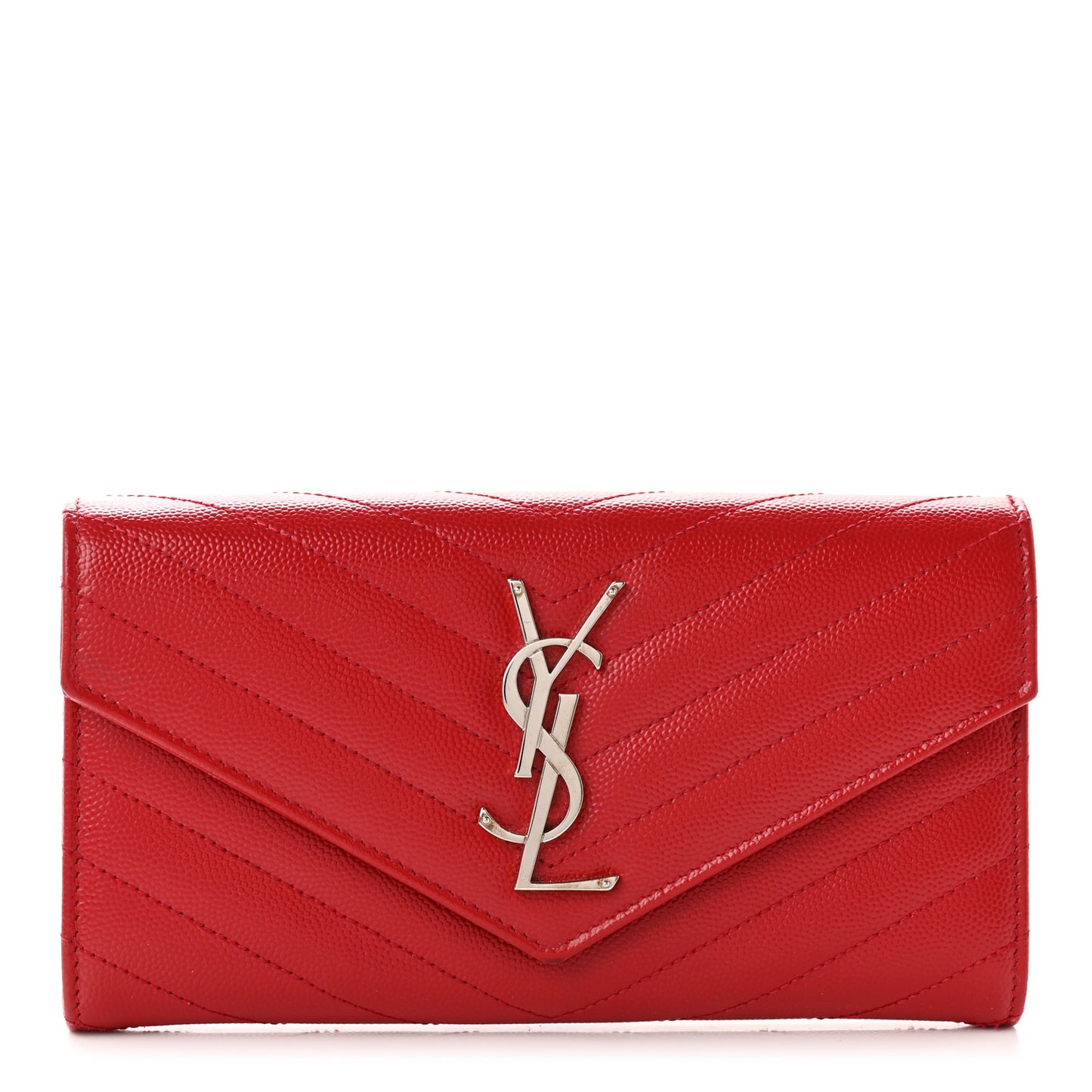 Grain De Poudre Matelasse Chevron Monogram Flap Wallet Red