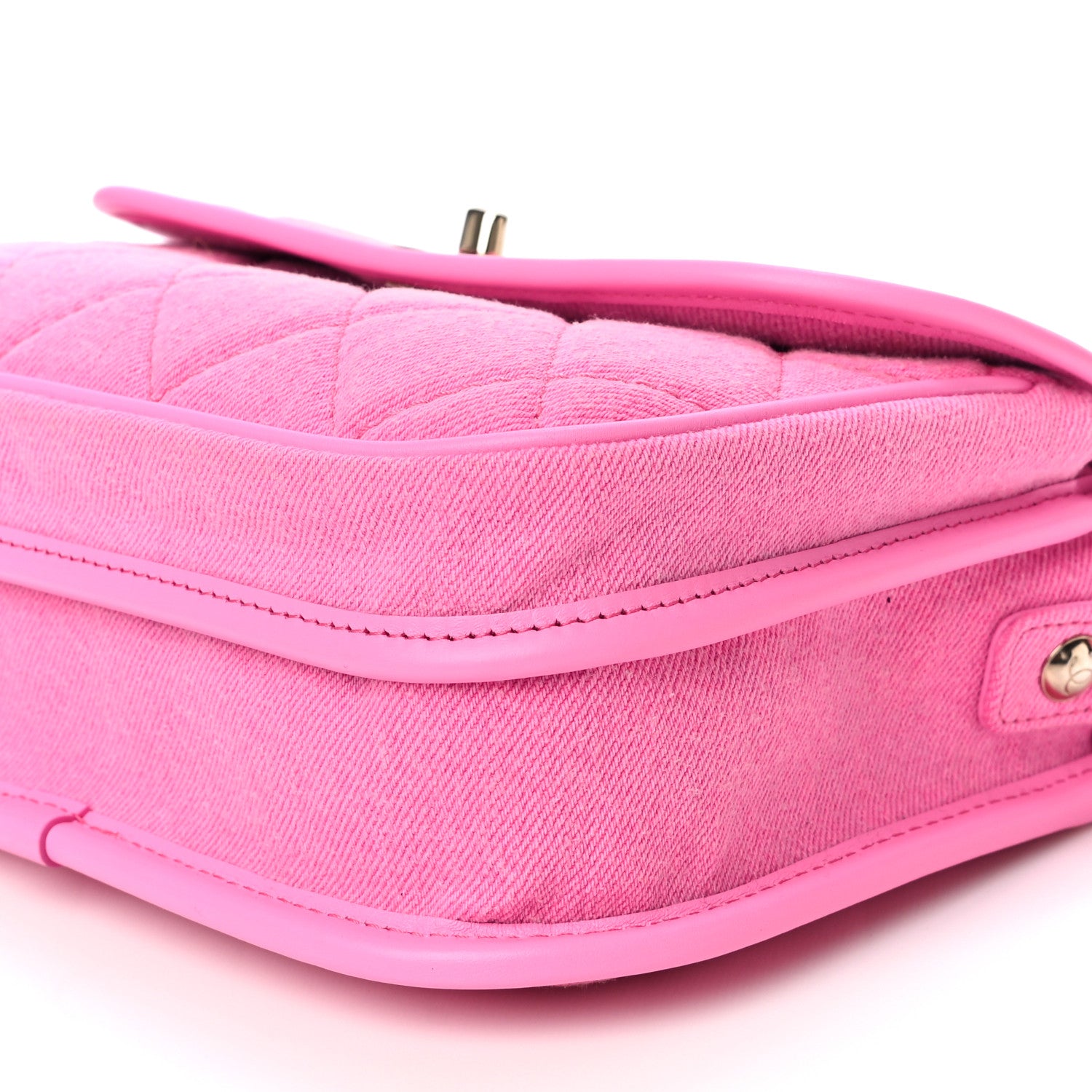 Chanel Denim Quilted Small Messenger Flap Neon Pink 10 of 12