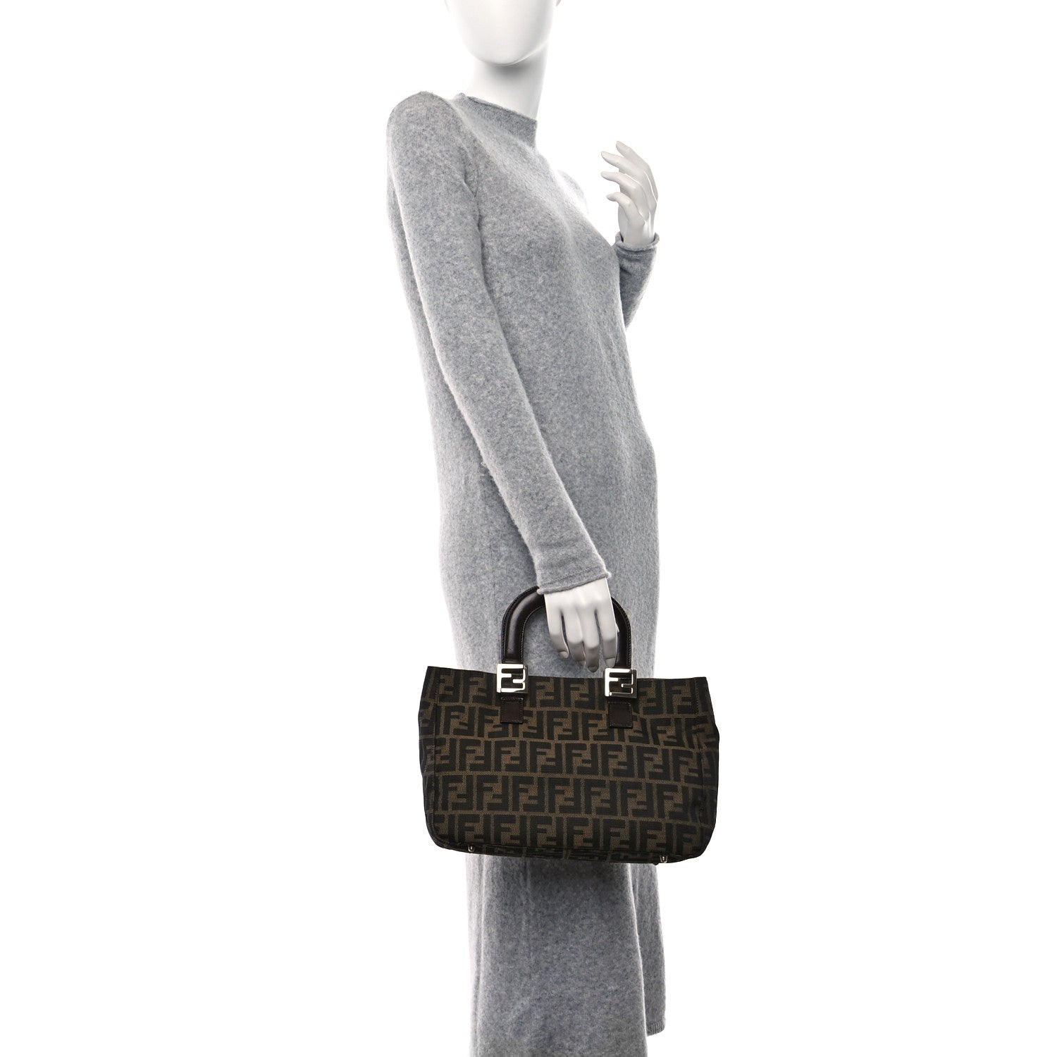 Fendi Zucca Top Handle Tote Tobacco 3 of 9