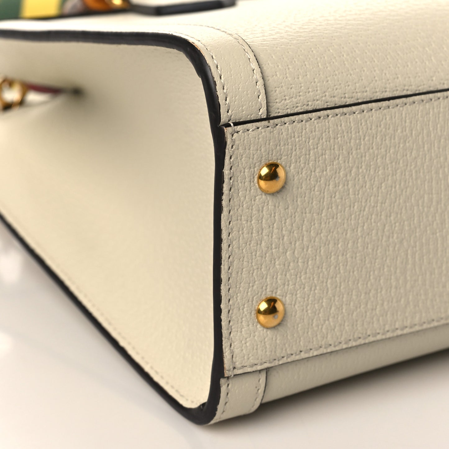 Textured Dollar Calfskin Web Small Diana Tote Bag Mystic White