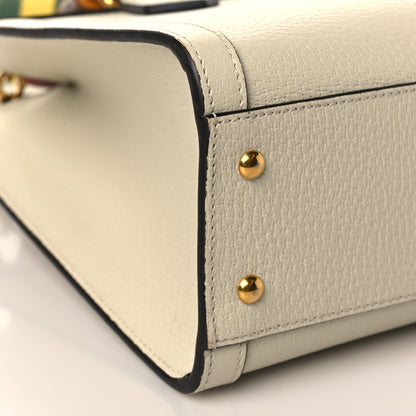 Gucci Textured Dollar Calfskin Web Small Diana Tote Bag Mystic White 10 of 11