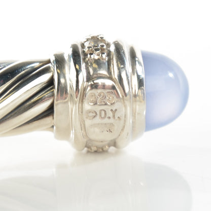 David Yurman Sterling Silver Diamond Chalcedony 7mm Cable Classics Bracelet 5 of 5