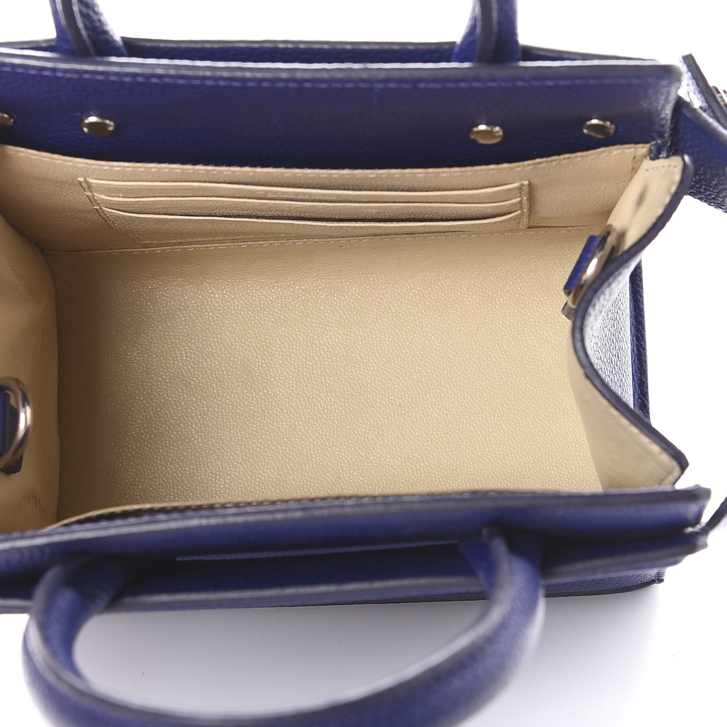 Grained Calfskin Nano Horizon Satchel Blue