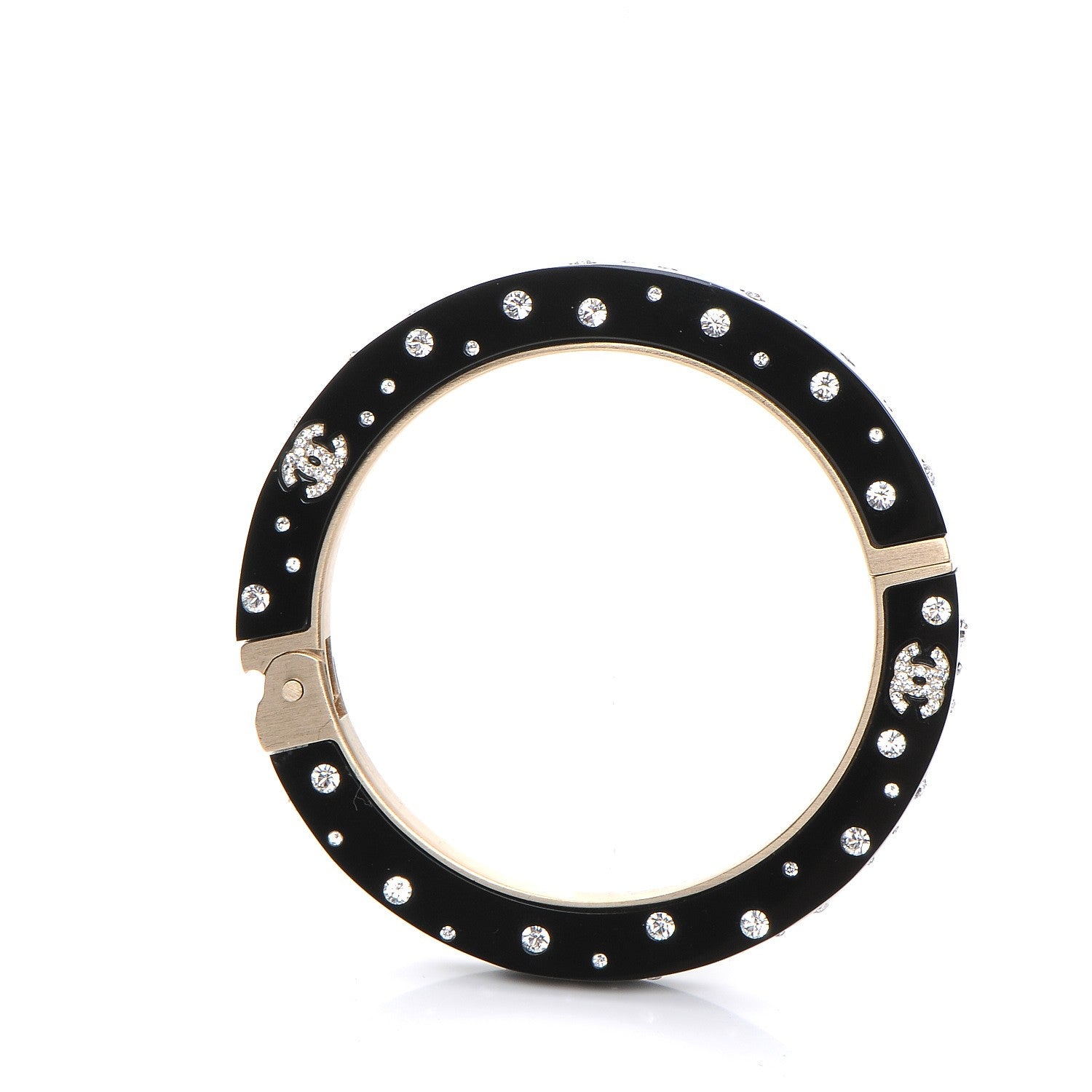 Chanel Resin Crystal CC Bangle Black Gold 4 of 6