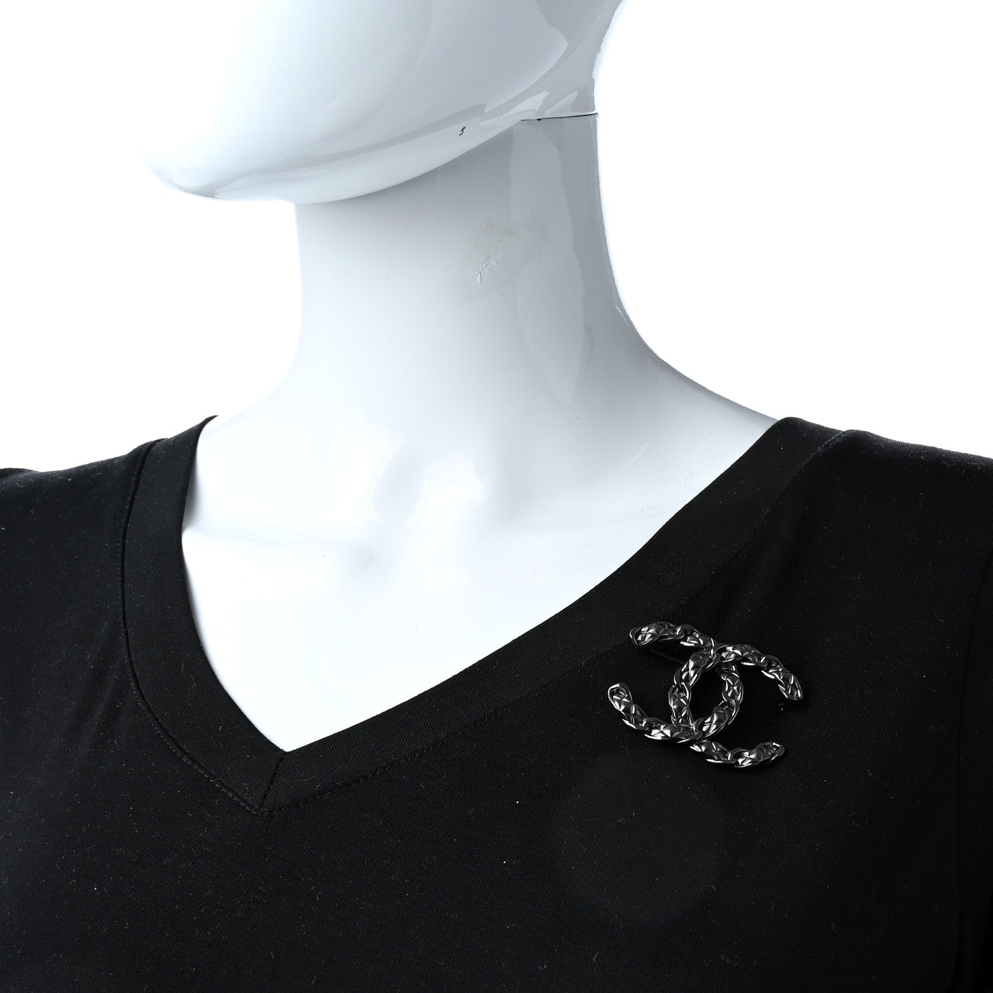 Quilted CC Brooch Ruthenium