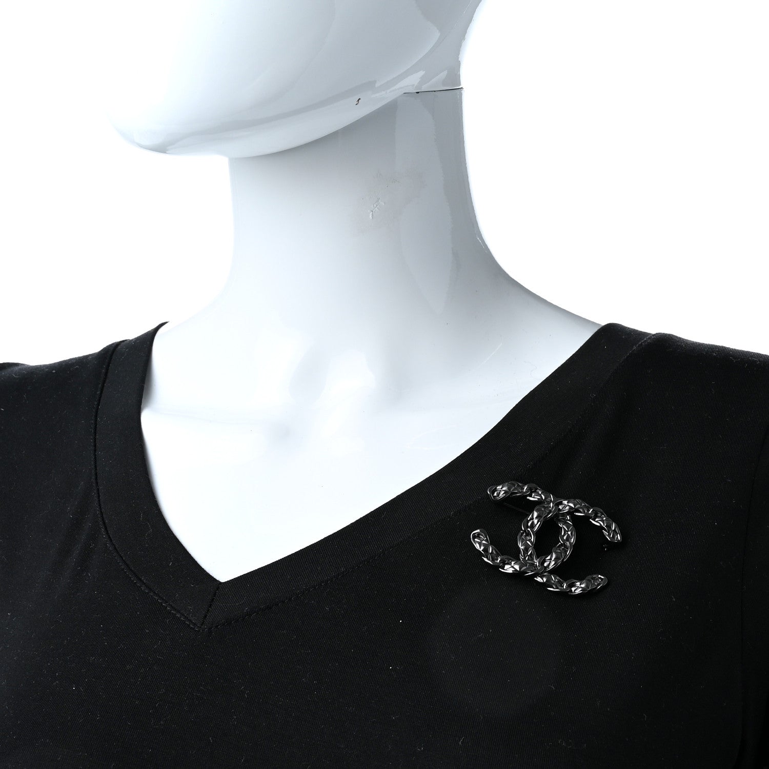 Chanel Quilted CC Brooch Ruthenium 2 of 5