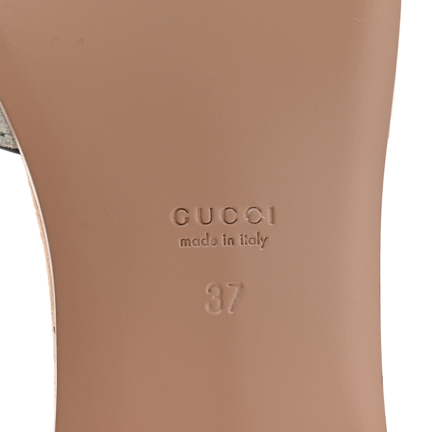 Gucci Kid Scamosciato Interlocking G Cut Out Slide Sandals 37 Salvy Green 7 of 9