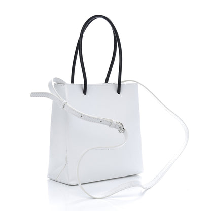 Balenciaga Squared Calfskin Logo North South Shopper Tote XXS White 3 of 12