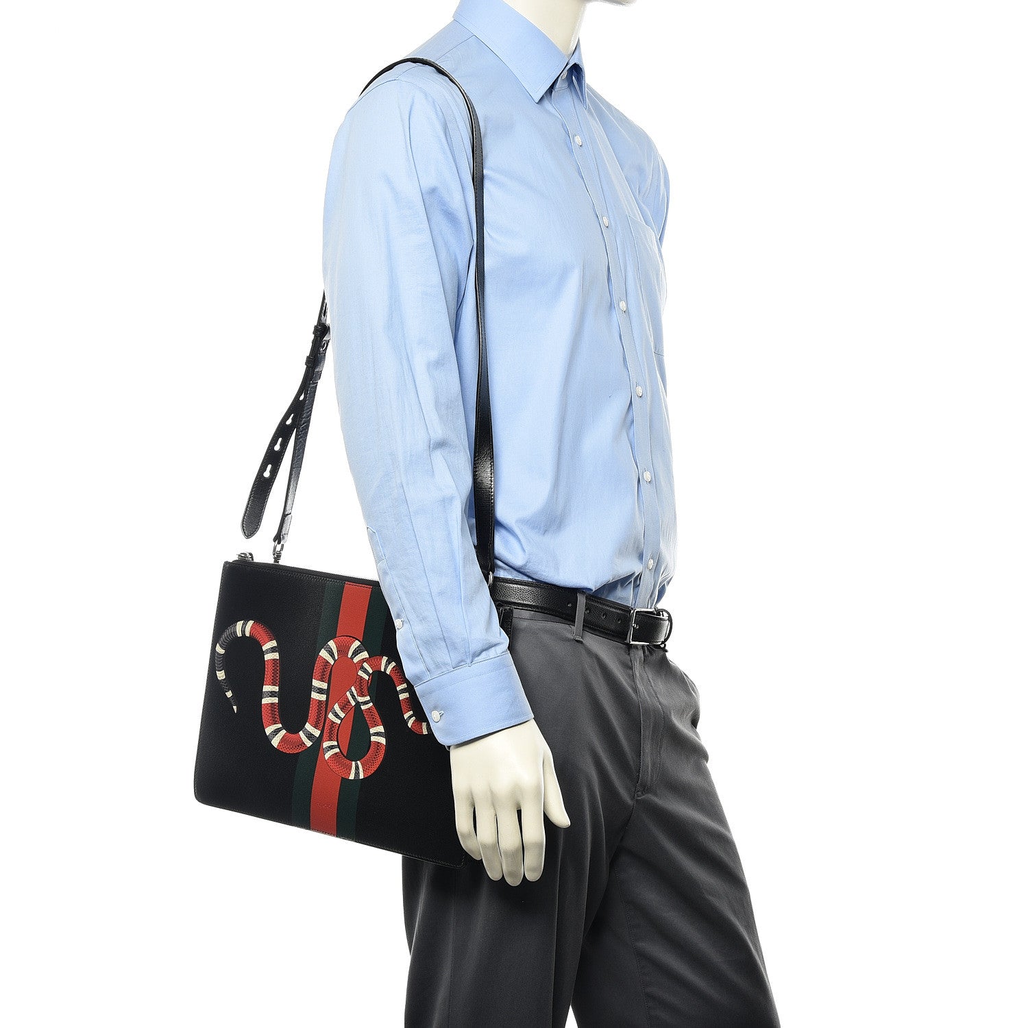 Gucci Calfskin Kingsnake Print Messenger Black 2 of 14