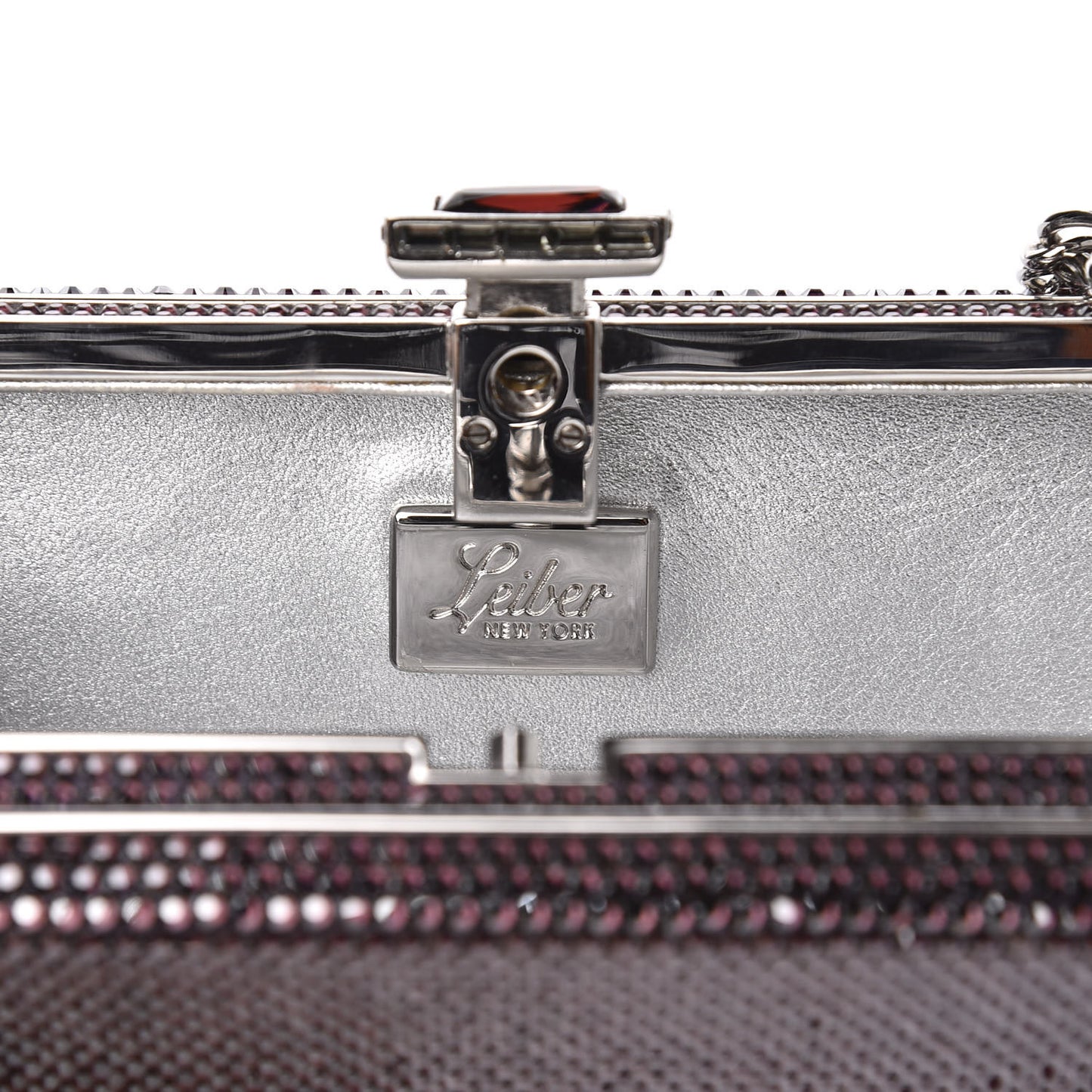Swarovski Crystal Minaudiere Clutch Silver Purple