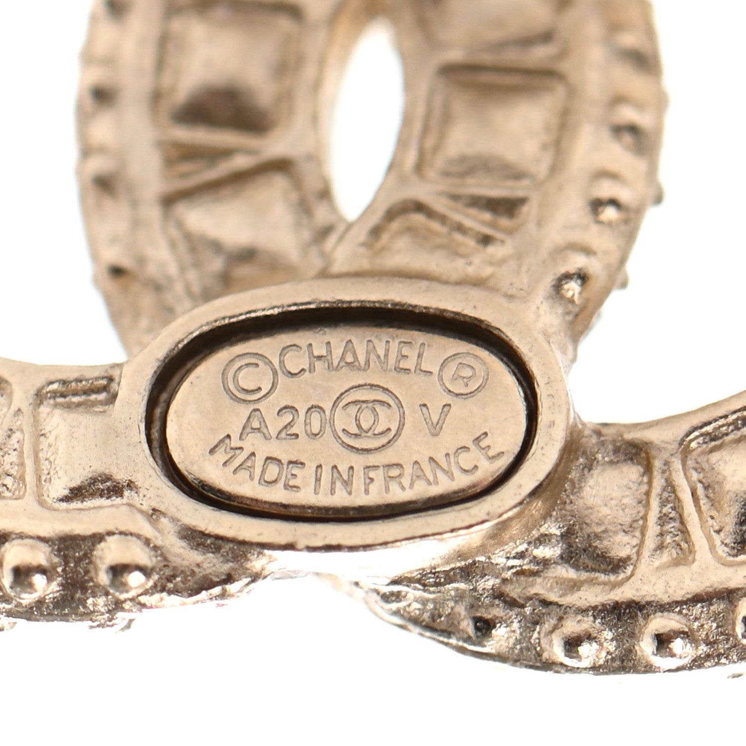 Chanel Crystal Timeless CC Earrings Light Gold 4 of 4
