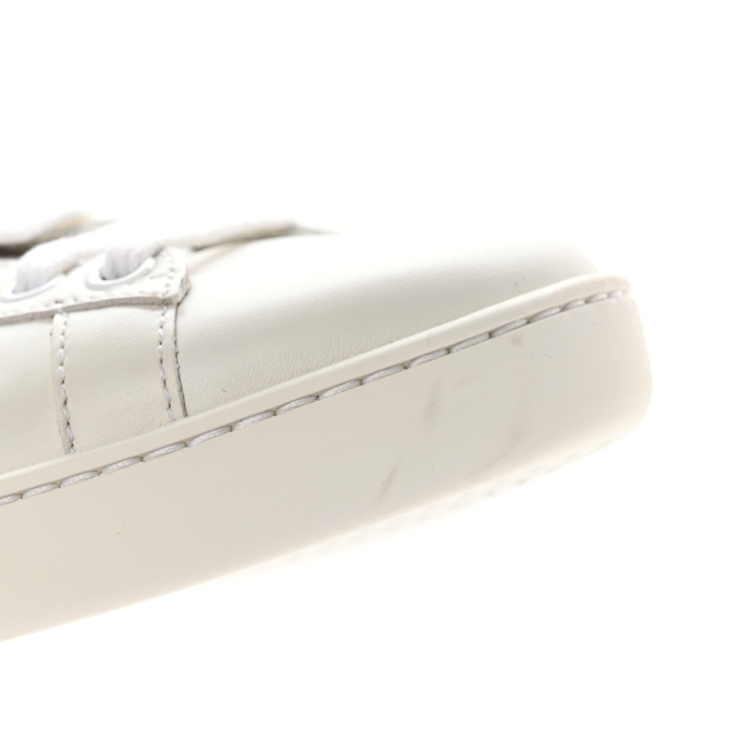 Gucci Calfskin Ayers Bee Embroidered Womens Ace Sneakers 37 White Green 10 of 12