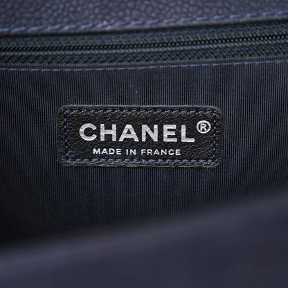 Chanel Iridescent Caviar Quilted Large Boy Flap Navy Blue 6 of 16