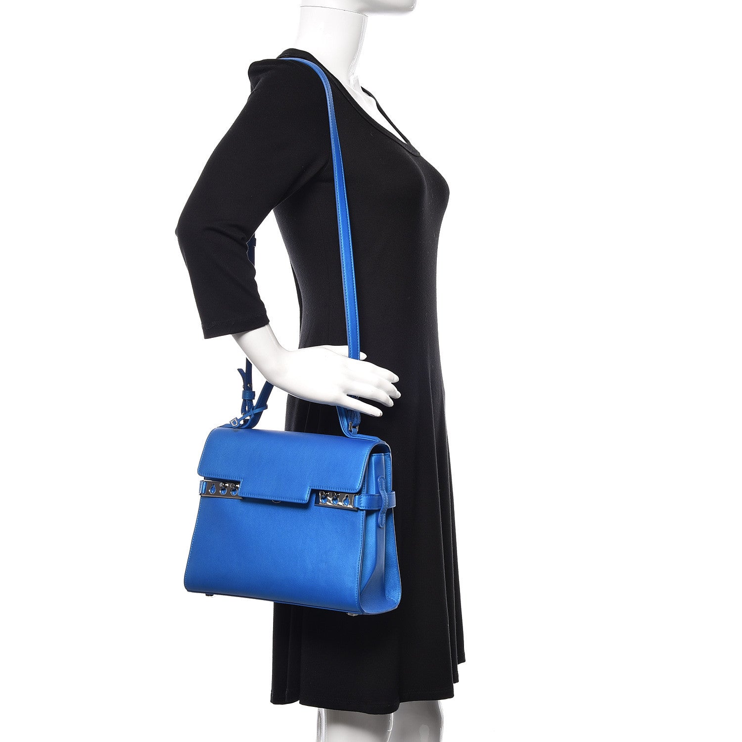 Delvaux Calfskin MM Tempete Satchel Satin Electric 2 of 14