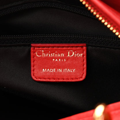 Christian Dior Calfskin Laser Cut Medium Lady Dior Red 6 of 11