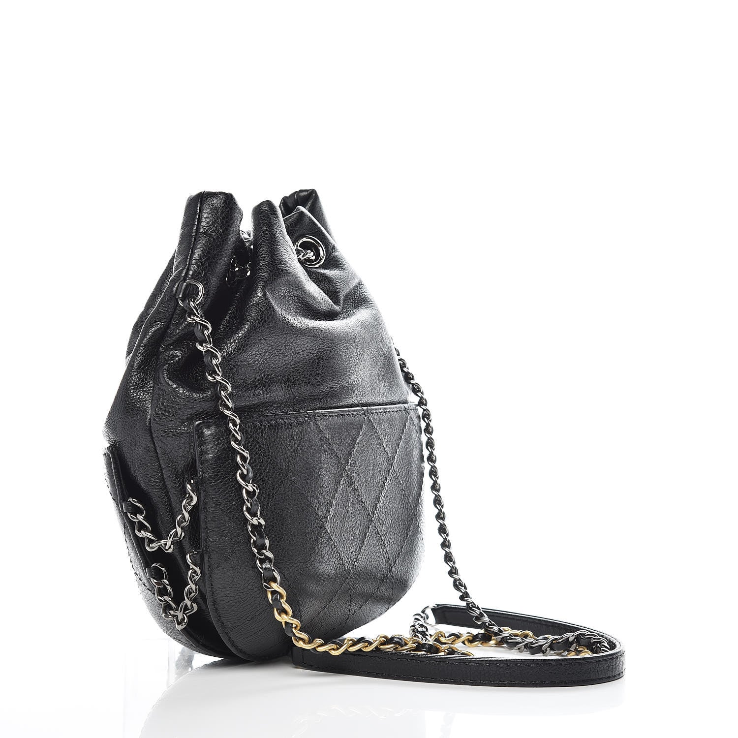 Chanel Calfskin Quilted Small Gabrielle Bucket Black 3 of 11