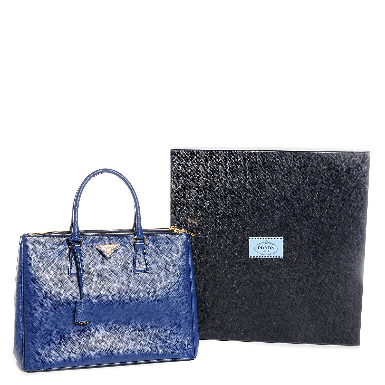 Prada Saffiano Lux Large Double Zip Tote Bluette 5 of 13
