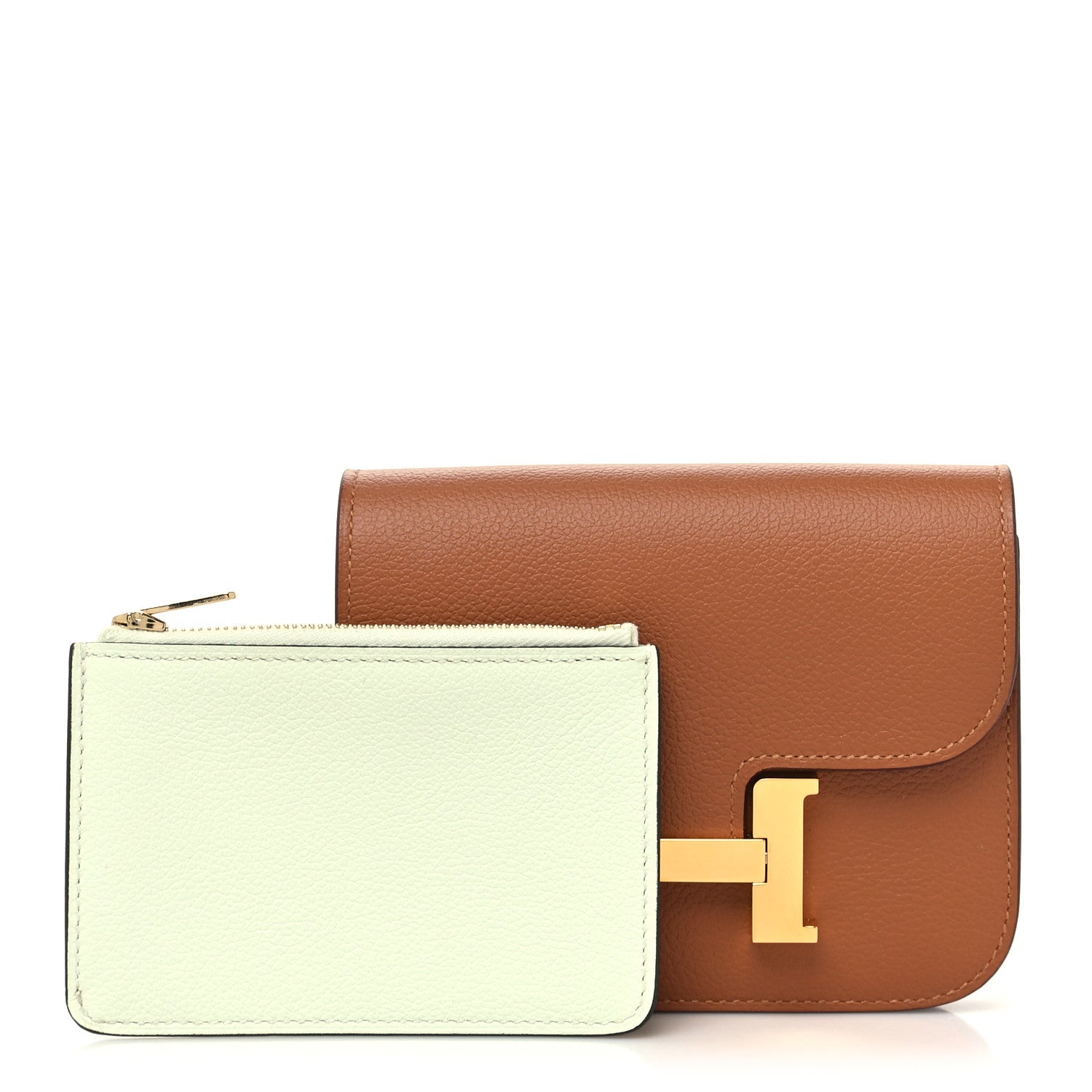 Hermes Evercolor Bi-Color Constance Slim Wallet Gold Vert Fizz 1 of 9