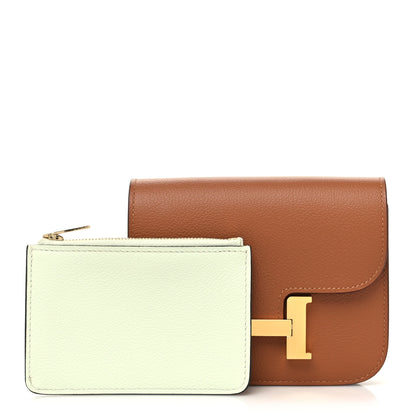 Hermes Evercolor Bi-Color Constance Slim Wallet Gold Vert Fizz 1 of 9