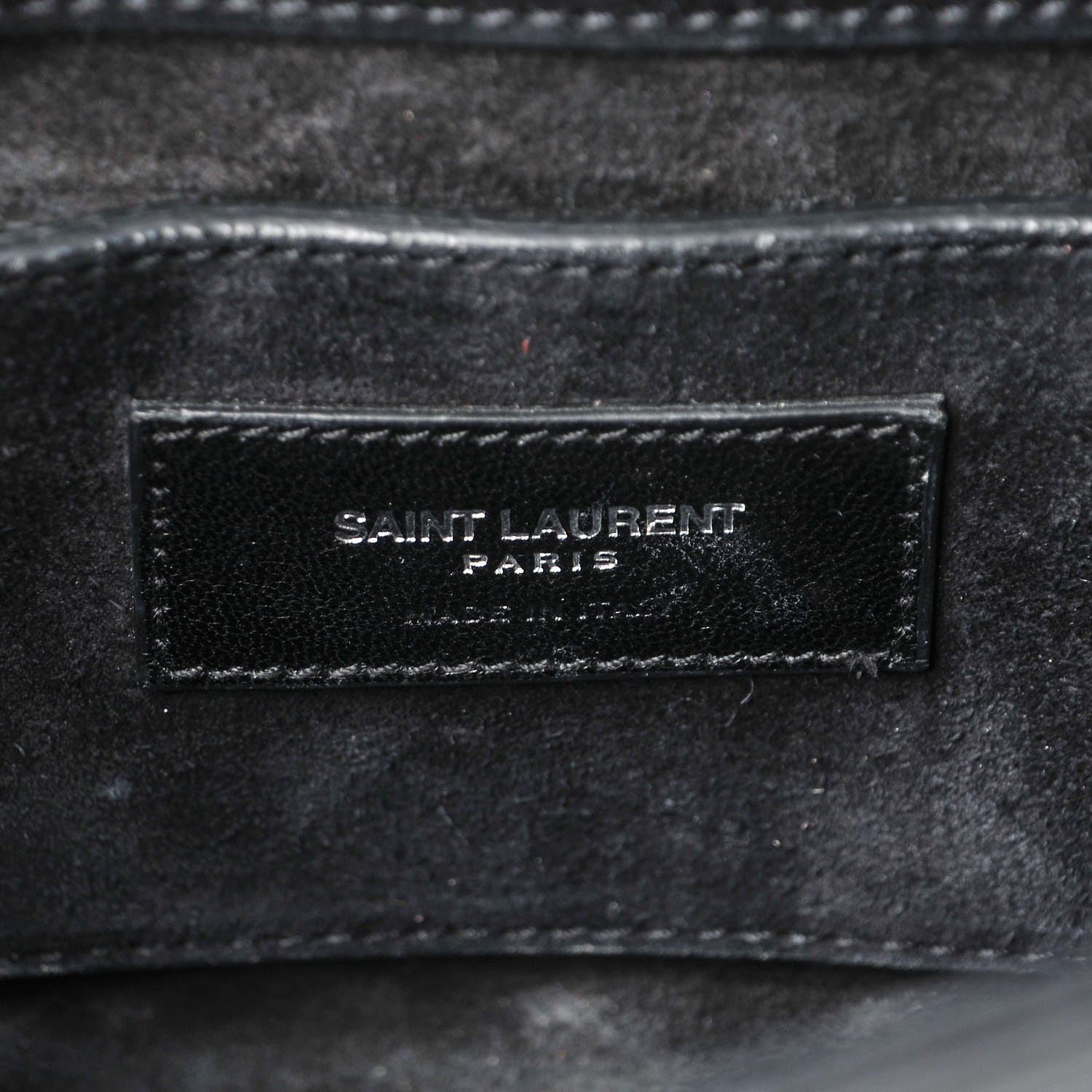 Saint Laurent Calfskin Fringe Medium Snake Monogram Satchel Black 6 of 6