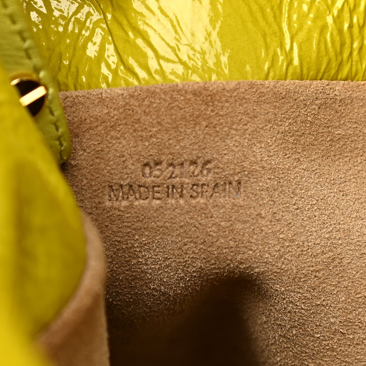 Loewe Crackle Patent Calfskin Small Flamenco Knot Bag Yellow 7 of 12