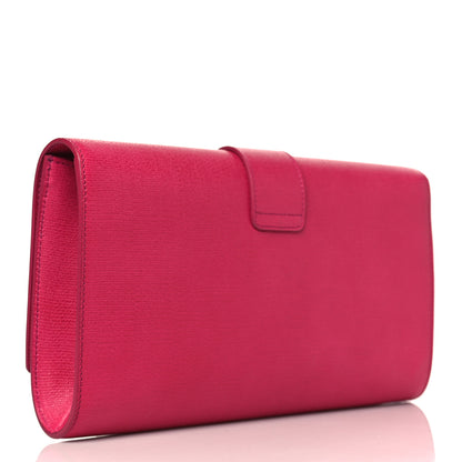 Saint Laurent Textured Calfskin Classic Y Ligne Clutch Fuchsia 3 of 10