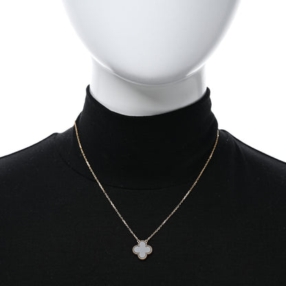 Van Cleef & Arpels 18K Yellow Gold Black Onyx Vintage Alhambra Pendant Necklace 2 of 5