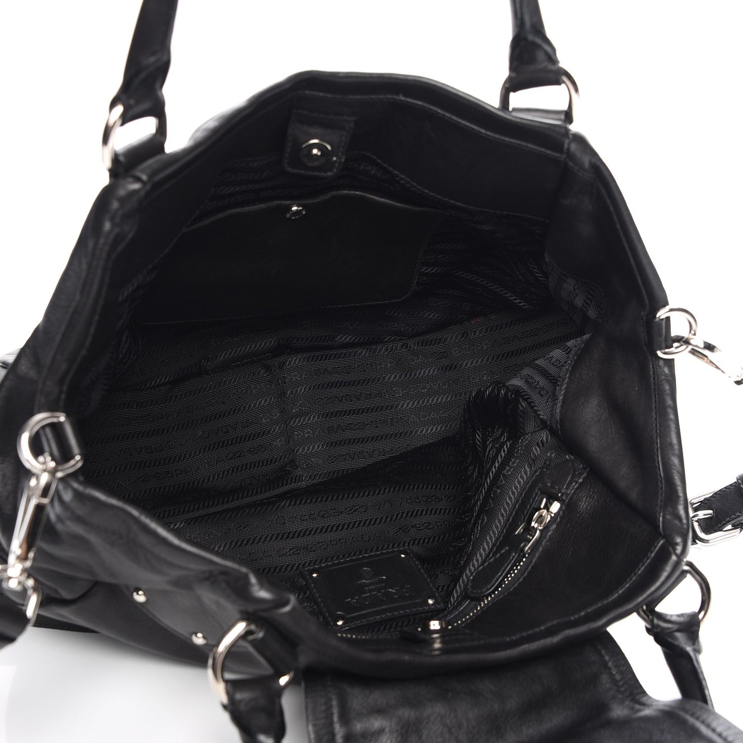 Soft Calf Pleated Shoulder Bag Nero Black