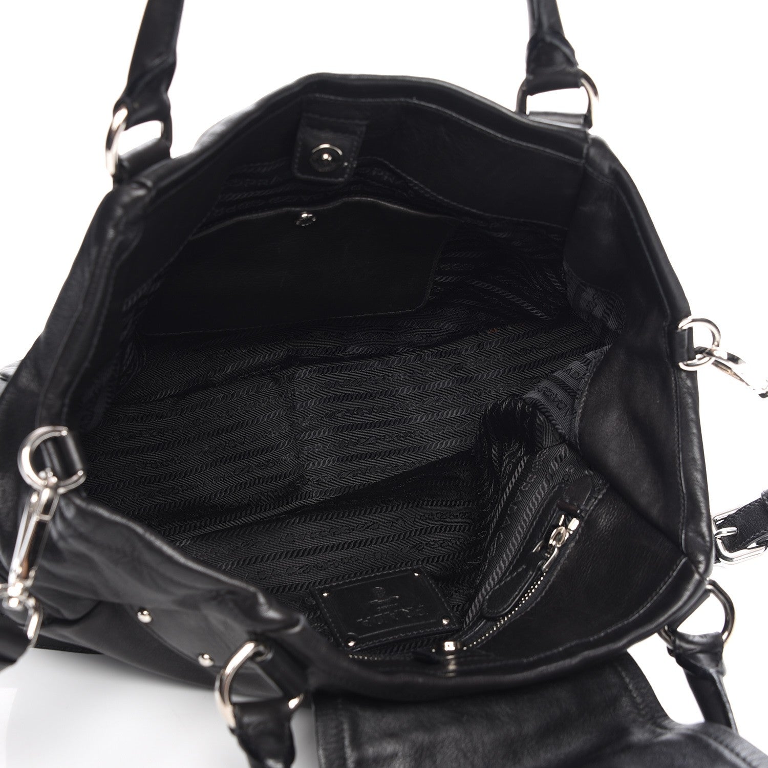 Prada Soft Calf Pleated Shoulder Bag Nero Black 6 of 9