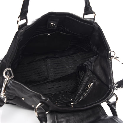 Prada Soft Calf Pleated Shoulder Bag Nero Black 6 of 9