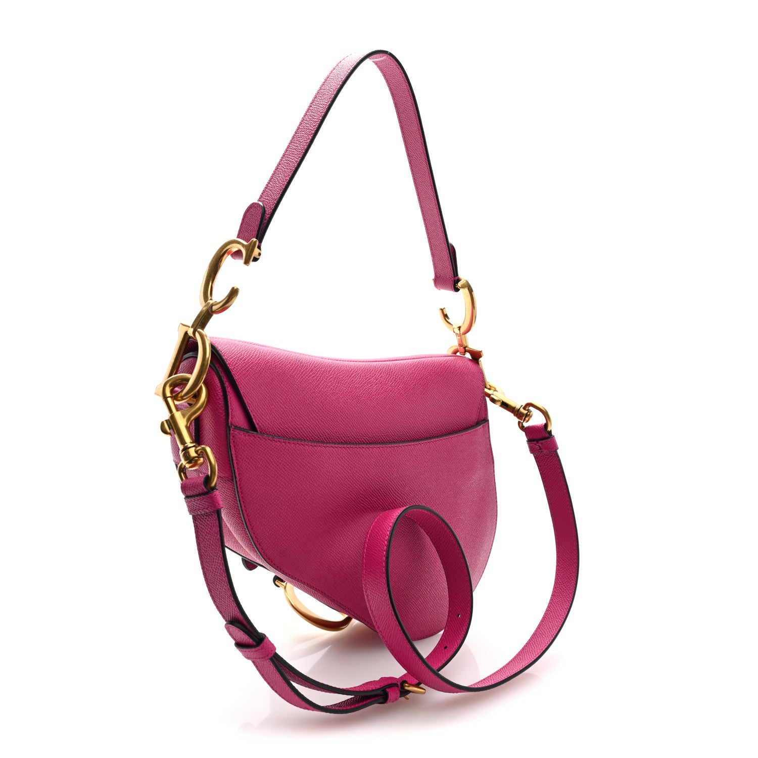 Christian Dior Grained Calfskin Saddle Bag With Strap Fuchsia 5 of 19