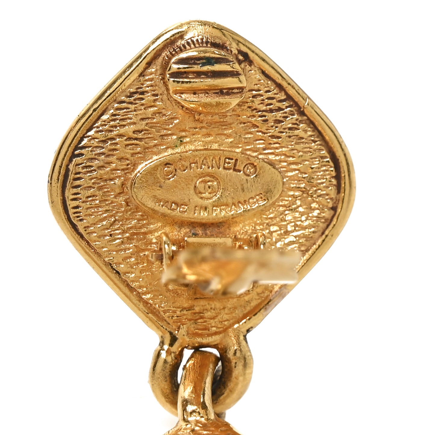 CC Drop Clip On Earrings Gold