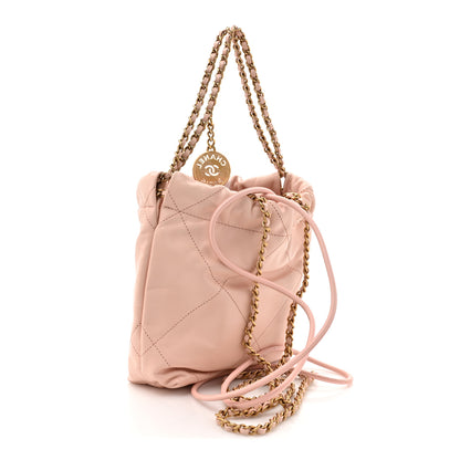 Chanel Shiny Calfskin Quilted Mini Chanel 22 Light Pink 3 of 10