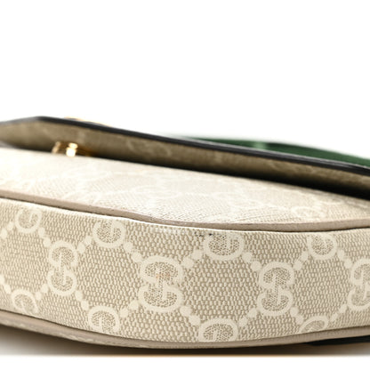 Gucci GG Supreme Monogram Textured Dollar Calfskin Web Mini Ophidia Envelope Shoulder Bag Beige Mystic White Oatmeal 10 of 11