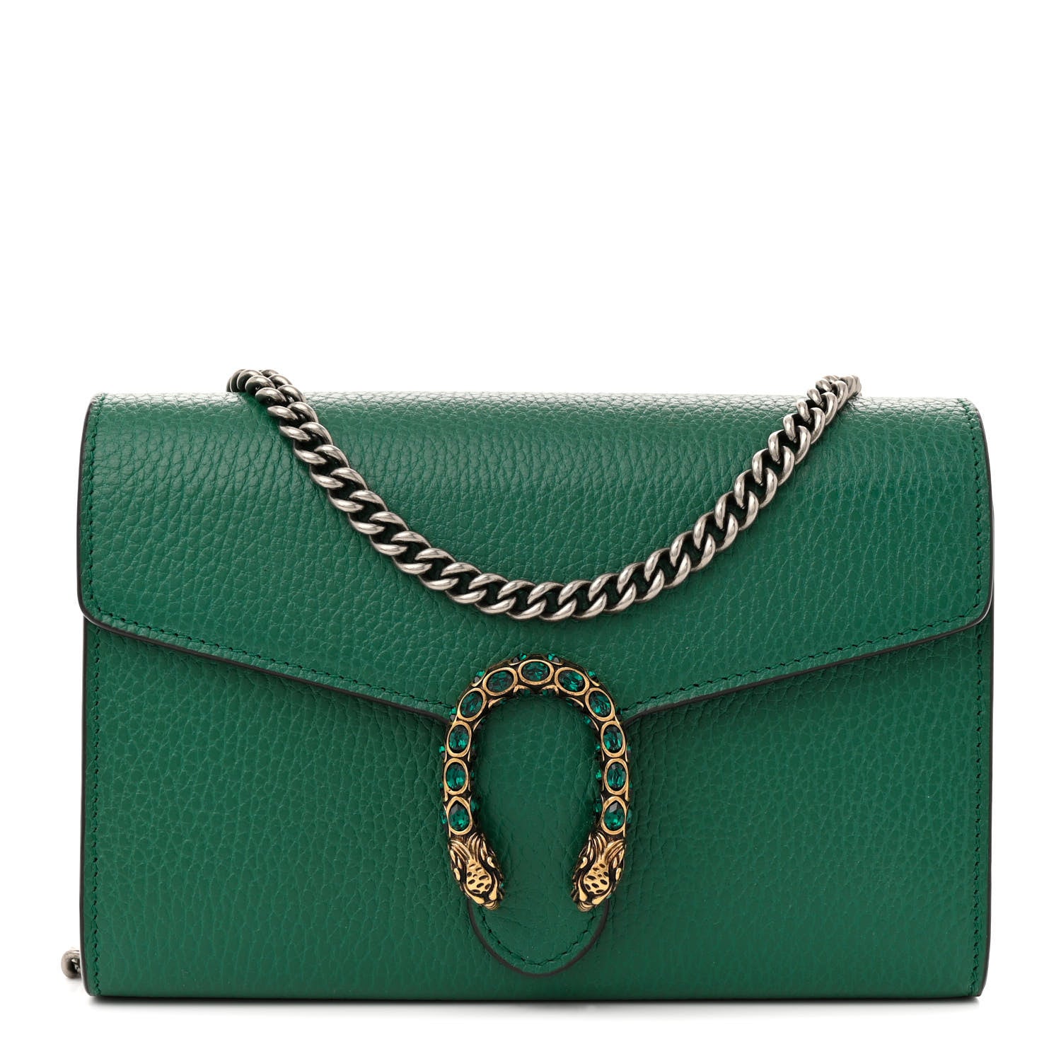 Gucci Calfskin Mini Dionysus Chain Wallet Emerald 1 of 12