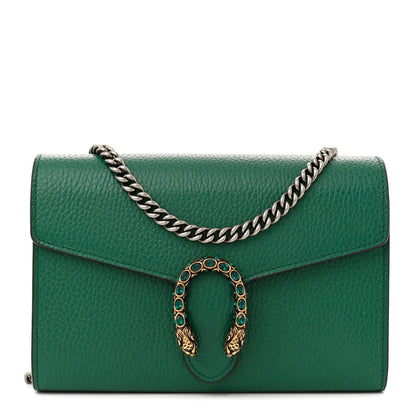 Gucci Calfskin Mini Dionysus Chain Wallet Emerald 1 of 12