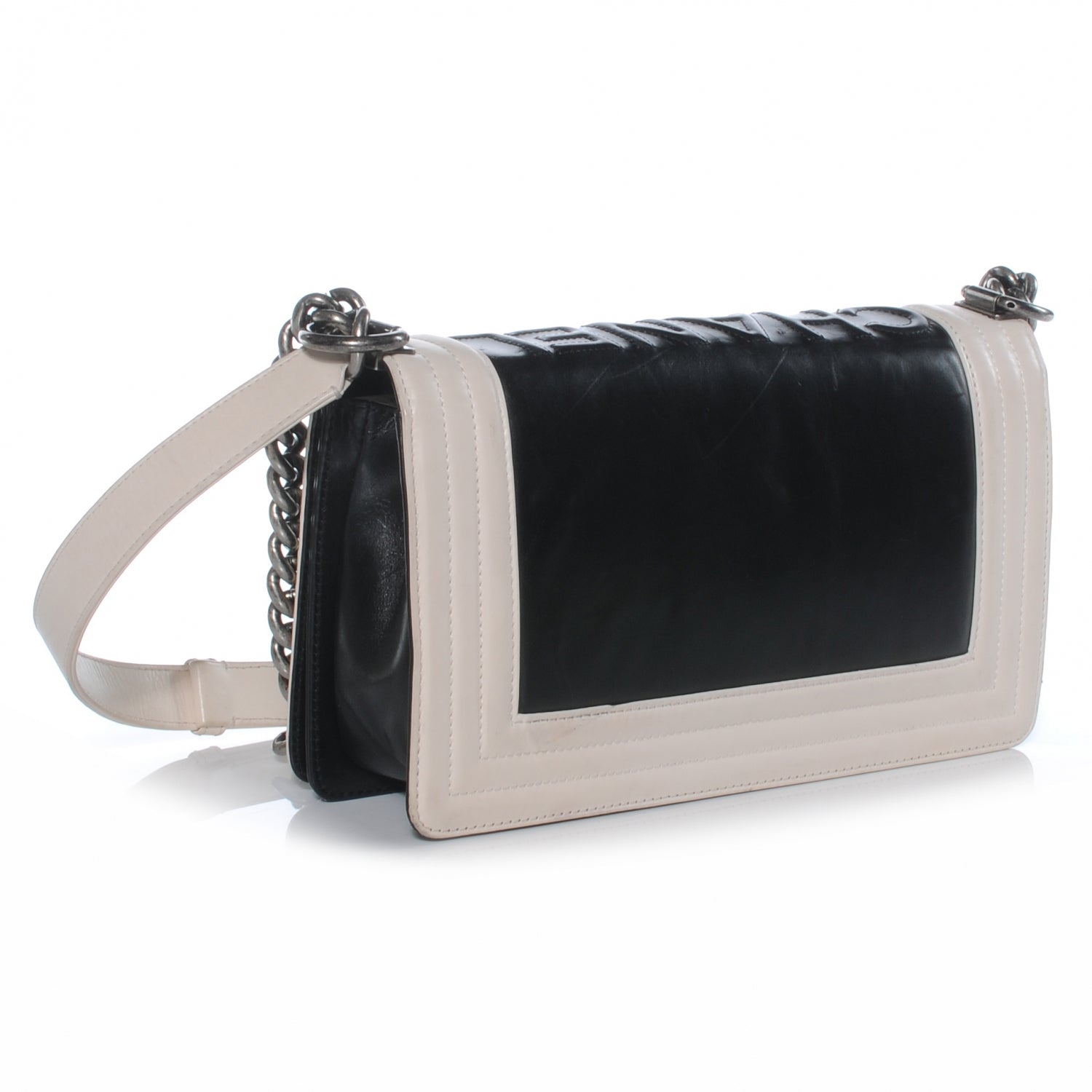 Chanel Glazed Calfskin Medium Boy Flap Black White 3 of 8
