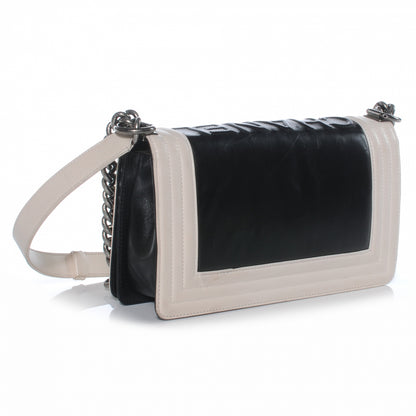 Chanel Glazed Calfskin Medium Boy Flap Black White 3 of 8